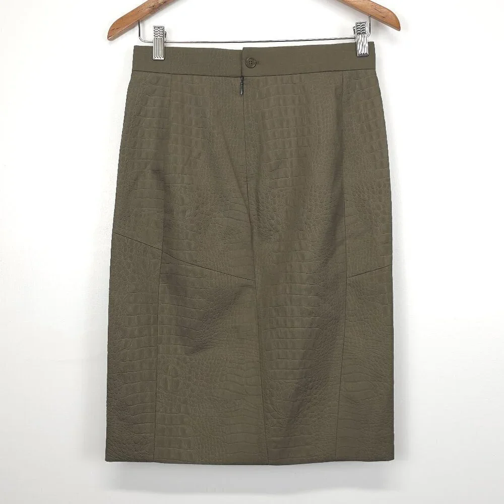 M MISSONI Green Knee Length Pencil Skirt with Animal Embossing